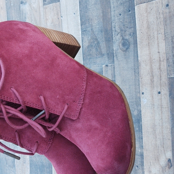 Toms Lunata Oxblood Burnished suede Block heel Bootie sz 9 EU 40 - Picture 8 of 15